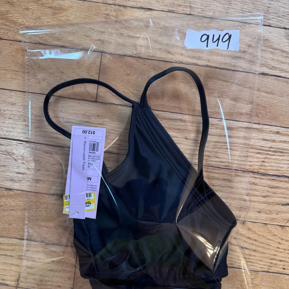 Wild Fable Womens Scoop Front Bikini Top Black Adjustable Straps M 8-10 New